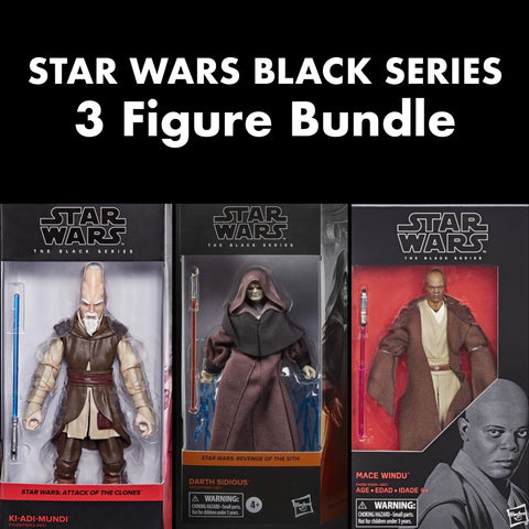 (Non mint boxes) Star Wars Black Series Bundle - Ki Adi Mundi, Mace Windu, Darth Sidious 6-Inch Figures